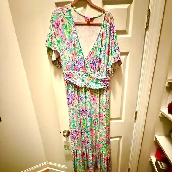Lilly Pulitzer | Dresses | Xl Lilly Pulitzer Alligator Isle Maxi Dress With  Ruffled Sleeves | Poshmark